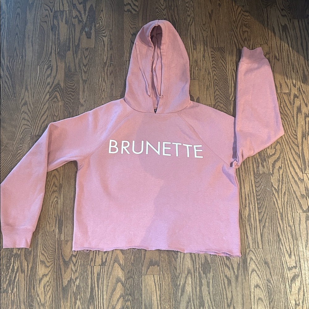 Brunette the Label "Brunette" Pink Raw
Edge Hoodie  size M/L